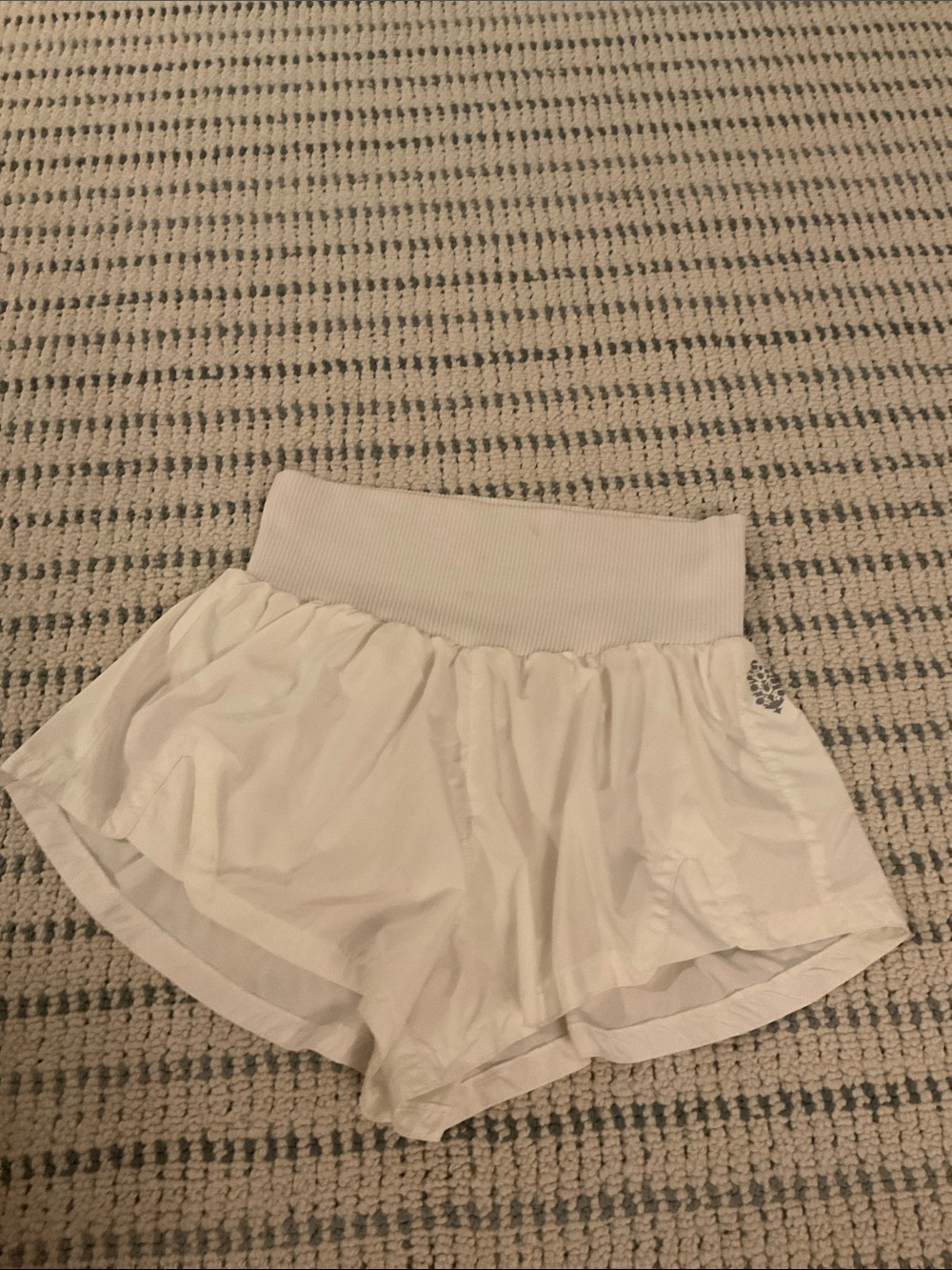 FP Movement by Free People Cream Ruffle Skort with Ribbed Waistband